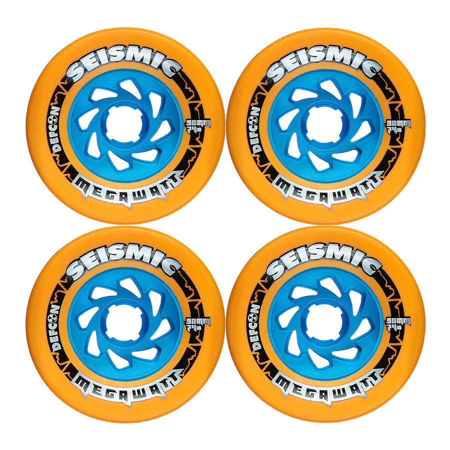 Seismic Megawatt Defcon Wheels 90x58mm 74a - Mango (Set of 4) - Bow Shock Marketplace