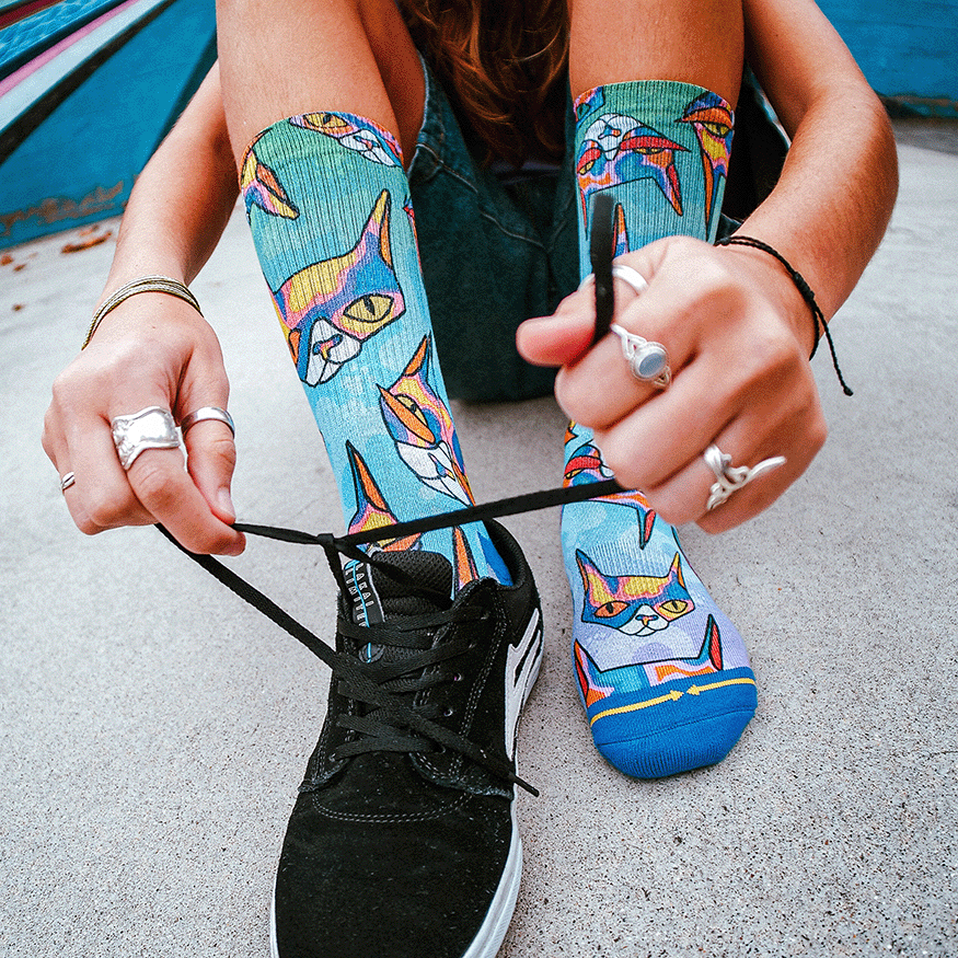 Disco Kitty Crew Socks