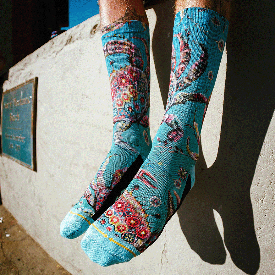 Barrio Crab Crew Socks with Art by Max Ehrman