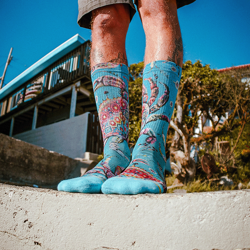 Barrio Crab Crew Socks with Art by Max Ehrman