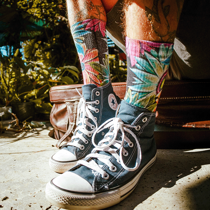 Flower Crew Socks with Art by Max Ehrman