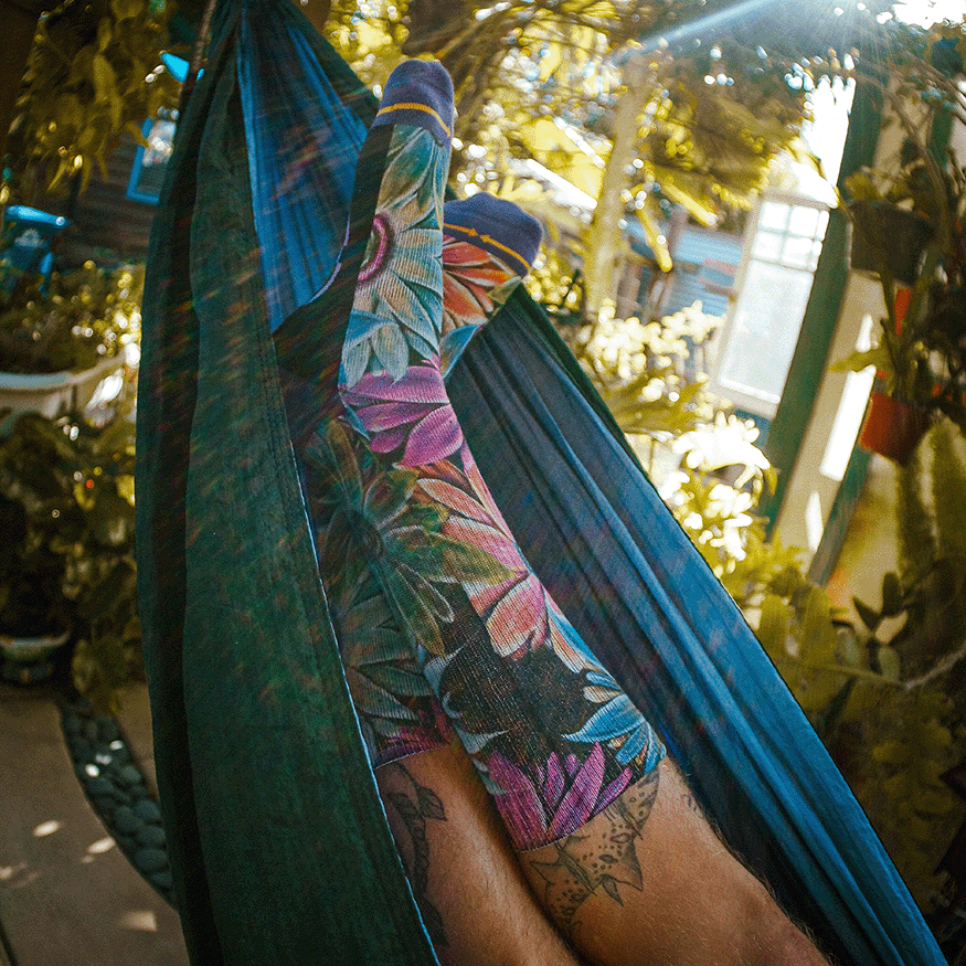 Flower Crew Socks with Art by Max Ehrman
