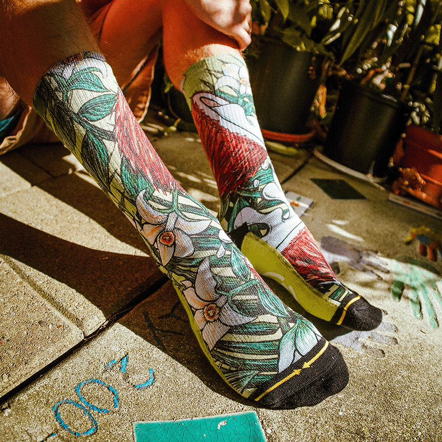 Coconut Crew Socks with Art by Kaia Myall
