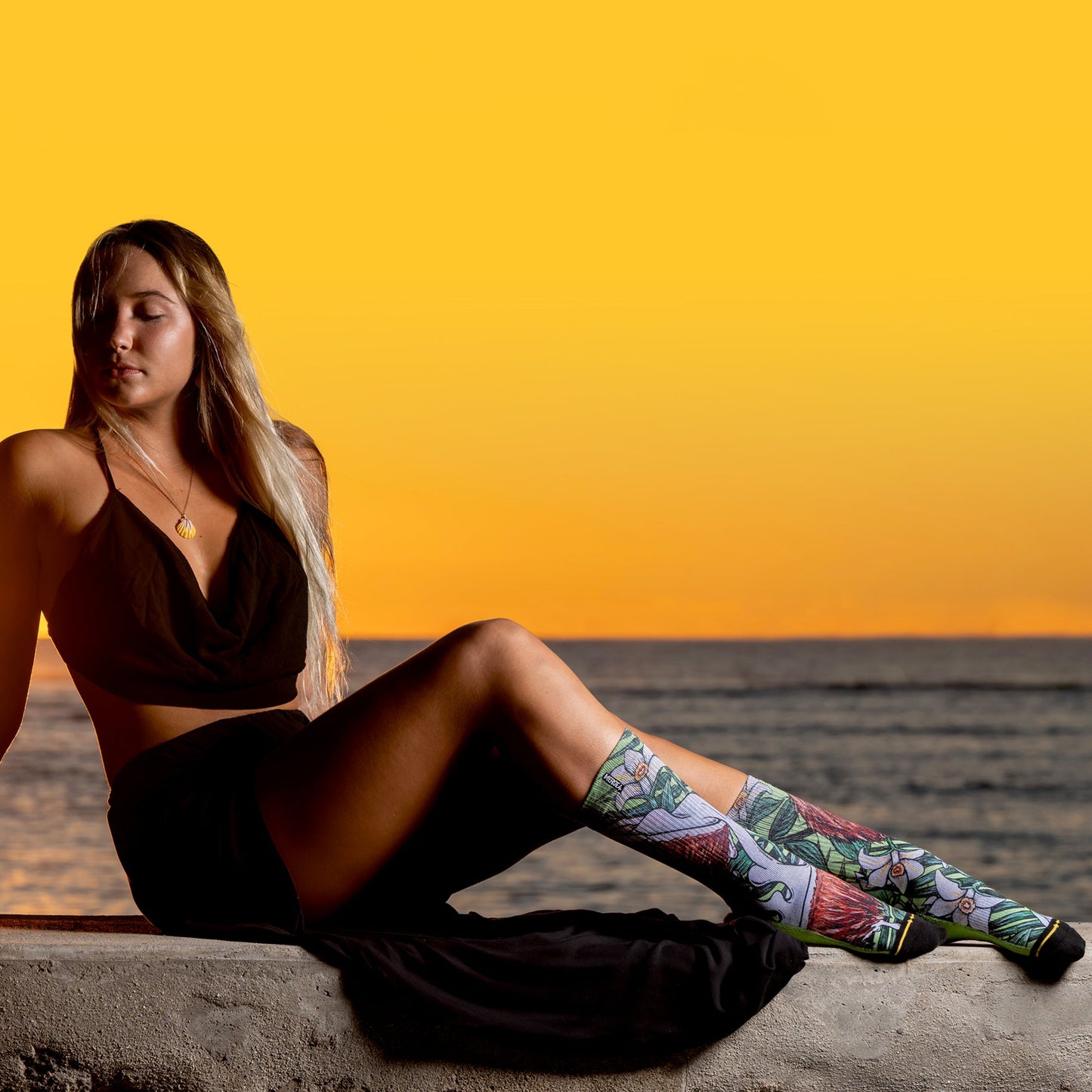 Coconut Crew Socks with Art by Kaia Myall