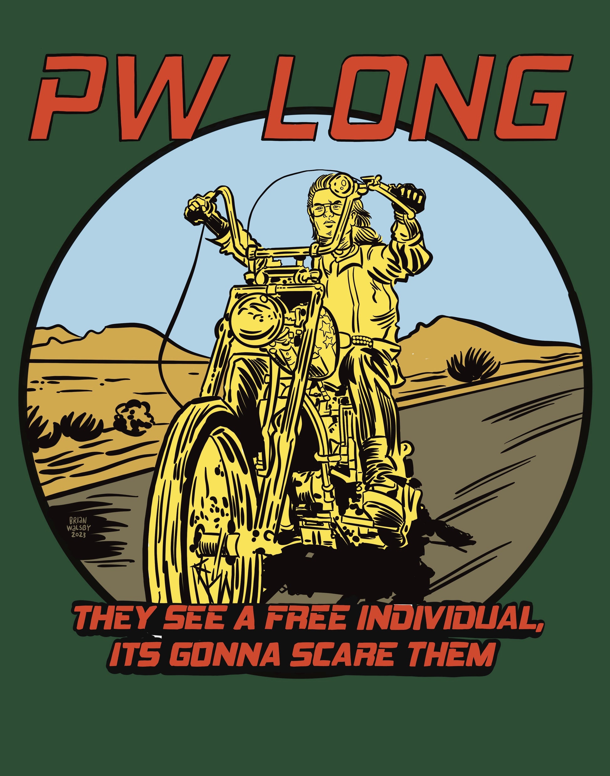 P.W. Long "Easy Rider" T-Shirt Design by Brian Walsby - Bow Shock Marketplace