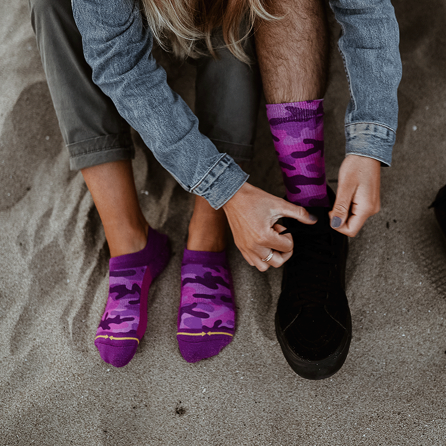 Pink Camo No Show Socks