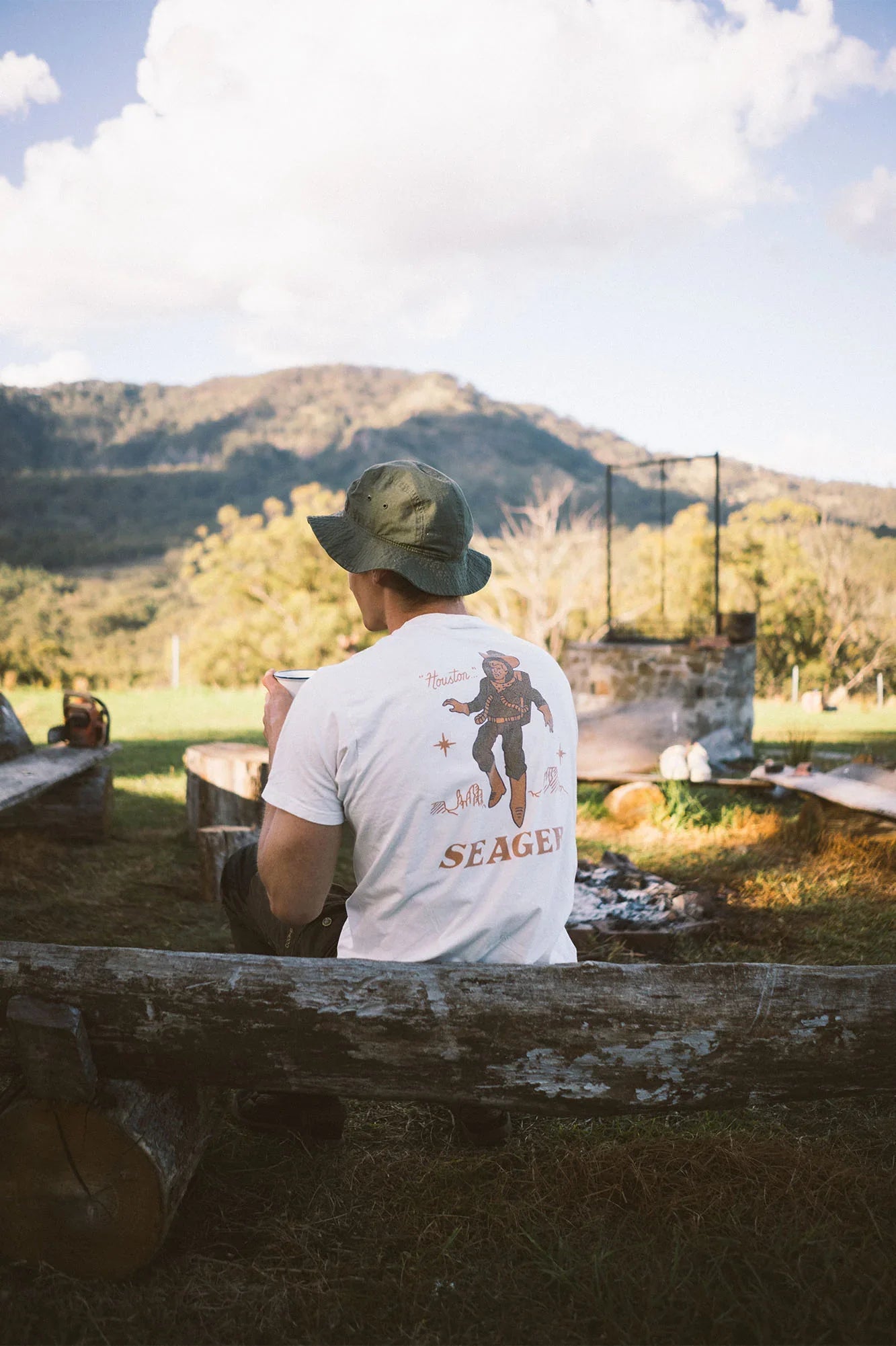 Seager Space Cowboy Vintage White S/s Shirt