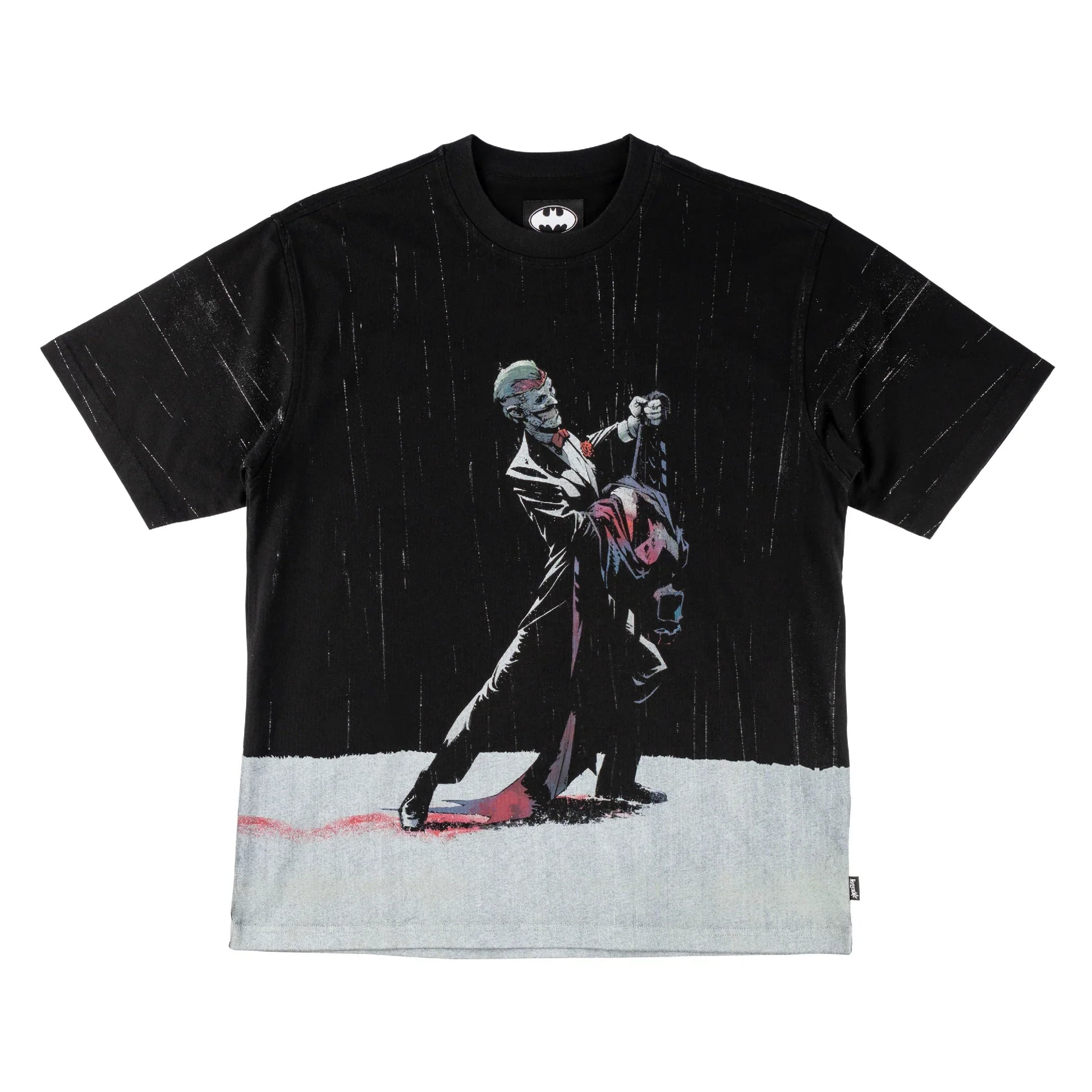 Welcome x Batman Rain Dance All-Over Print Boxy Knit Tee - Black - Bow Shock Marketplace