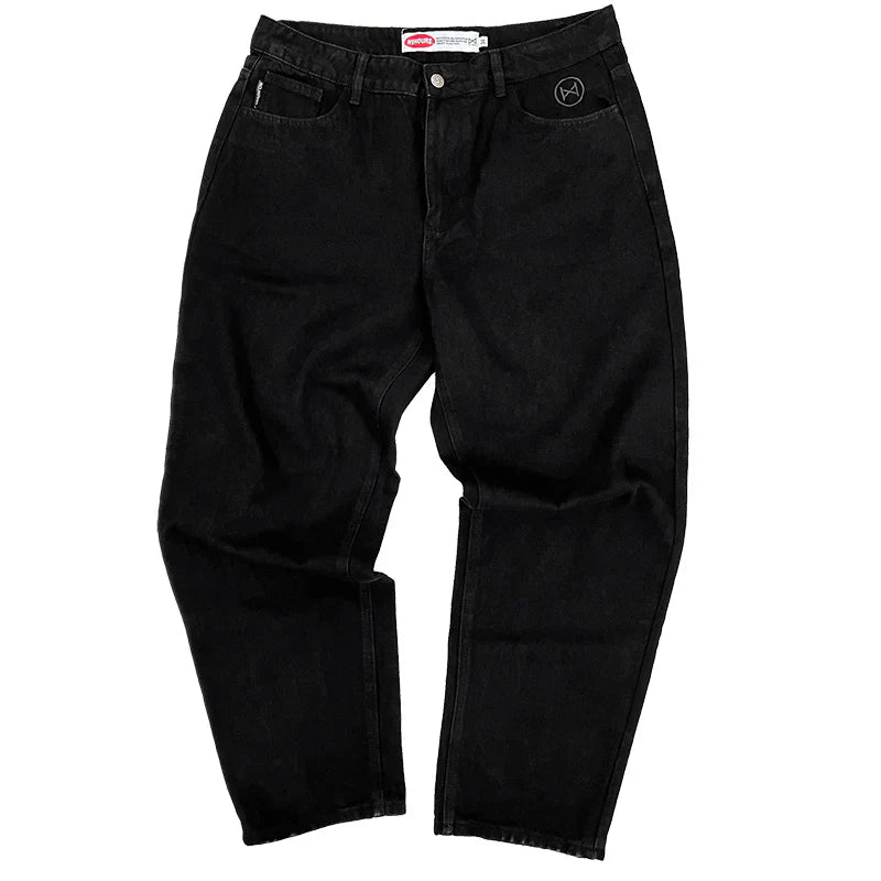 No Hours Stamped Black Denim Pants