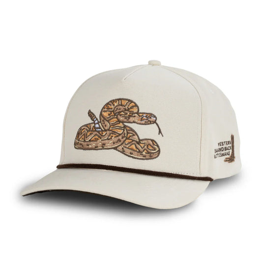 Sendero Rattlesnake Cream 5 Panel Structured Snapback Hat
