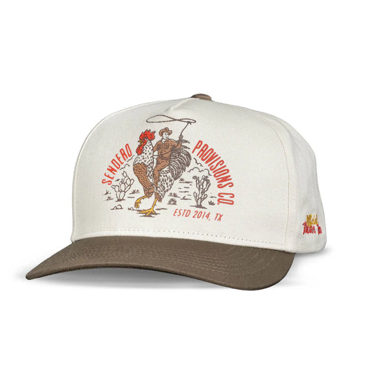 Sendero Official Western White/Brown 5 Panel Structured Snapback Hat