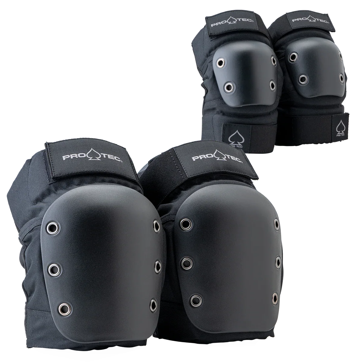 ProTec Street Knee & Elbow Open Back Black Pad Set