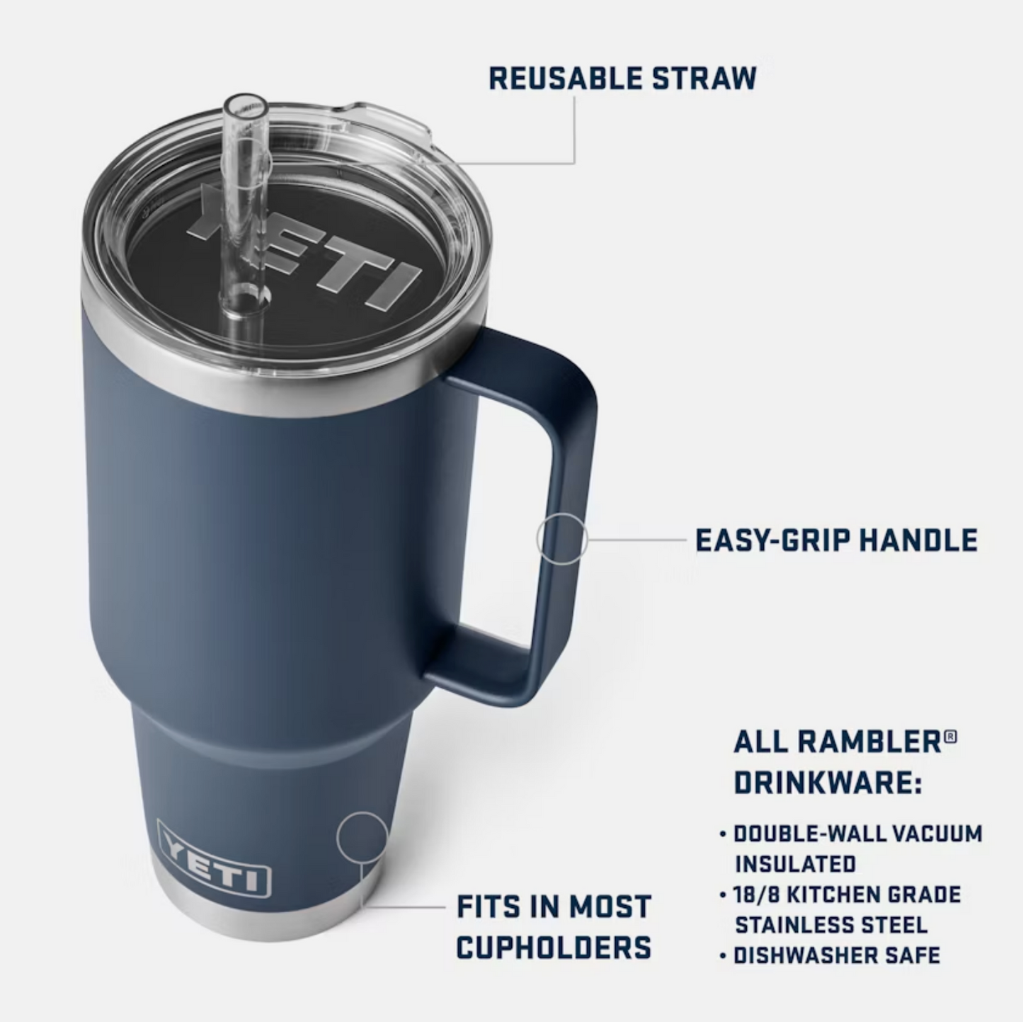 Yeti Rambler 42 oz Straw Mug Rescue Red