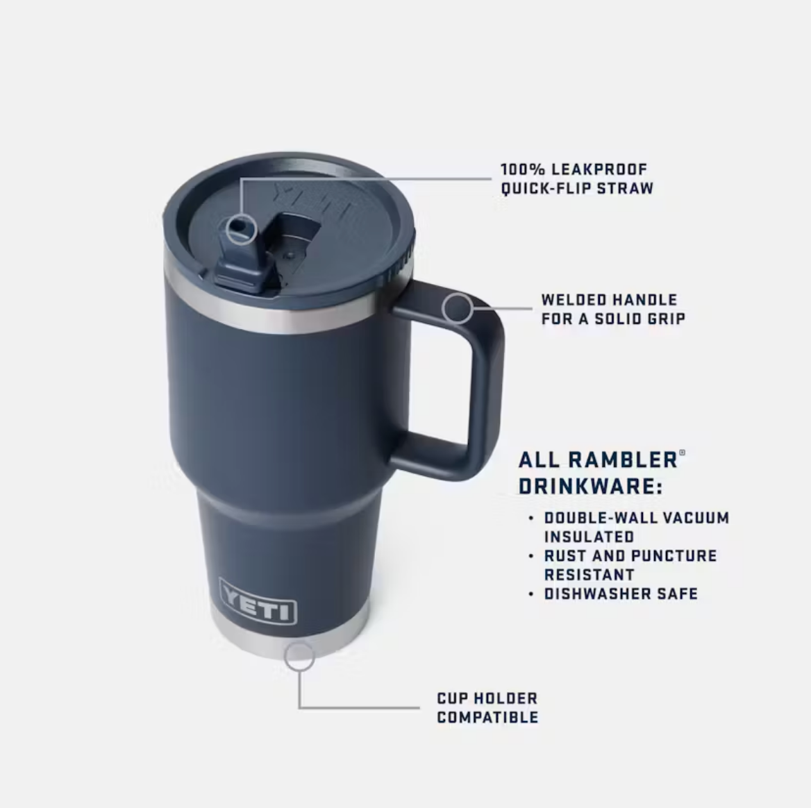 Yeti Rambler 30 oz Straw Travel Mug Rescue Red