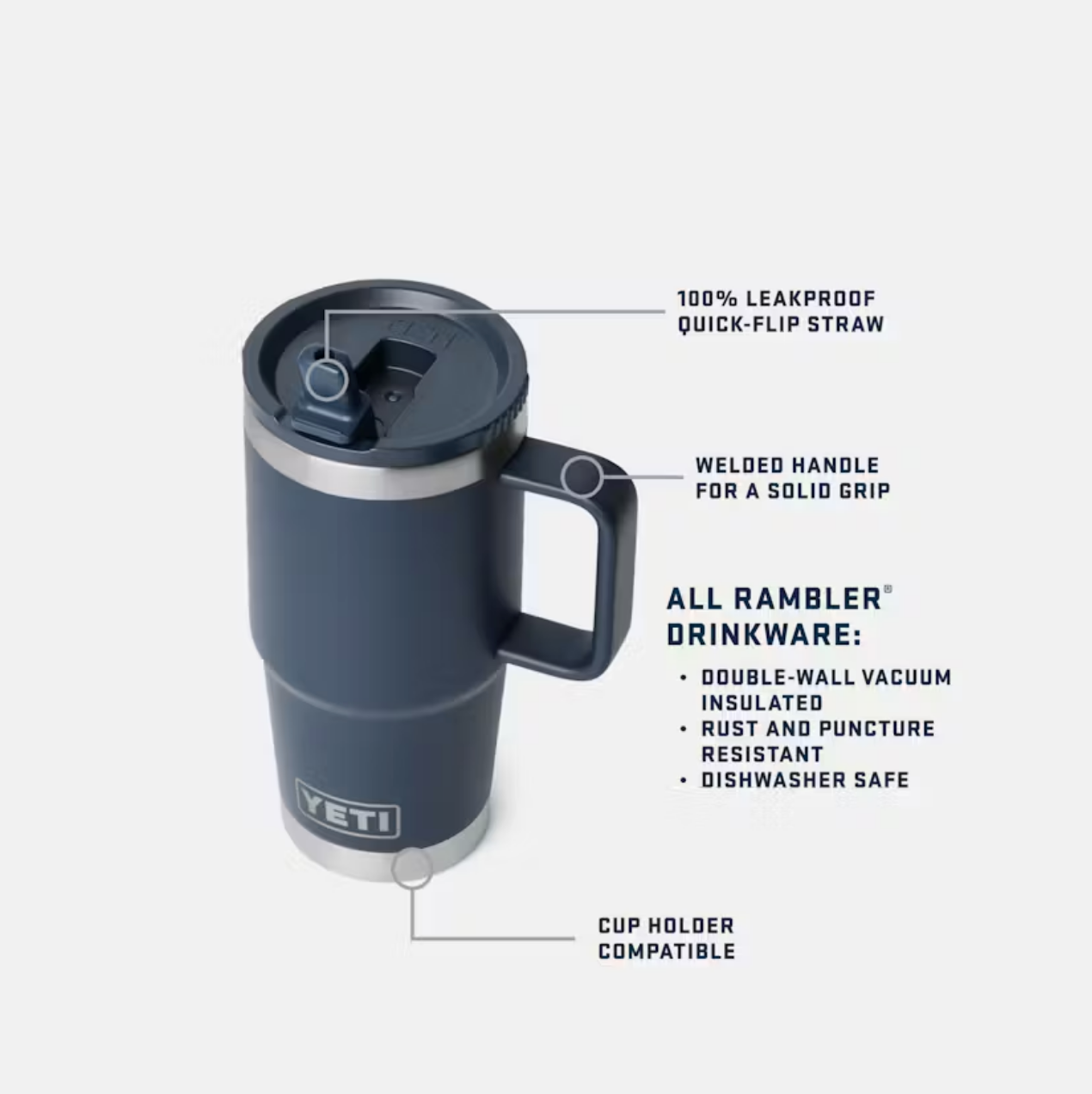 Yeti Rambler 30 oz Straw Travel Mug Navy