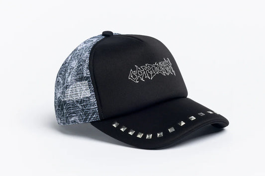 Autumn x Corduroy Stud Trucker Black Hat