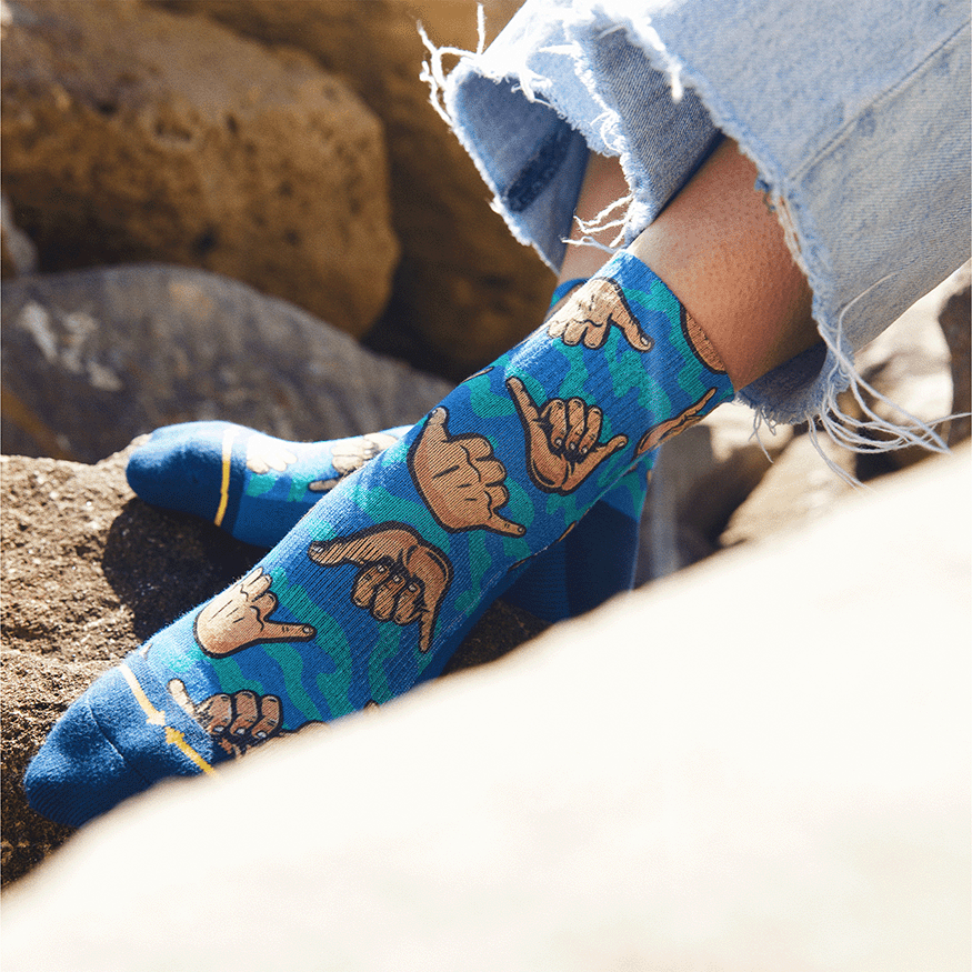 Shaka Quarter Crew Socks With Art By Jimbo Phillips