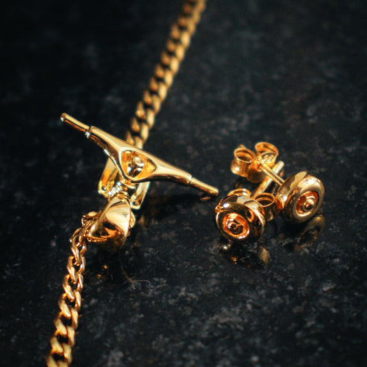 Skateboard Truck & Earrings Bundle (Gold)