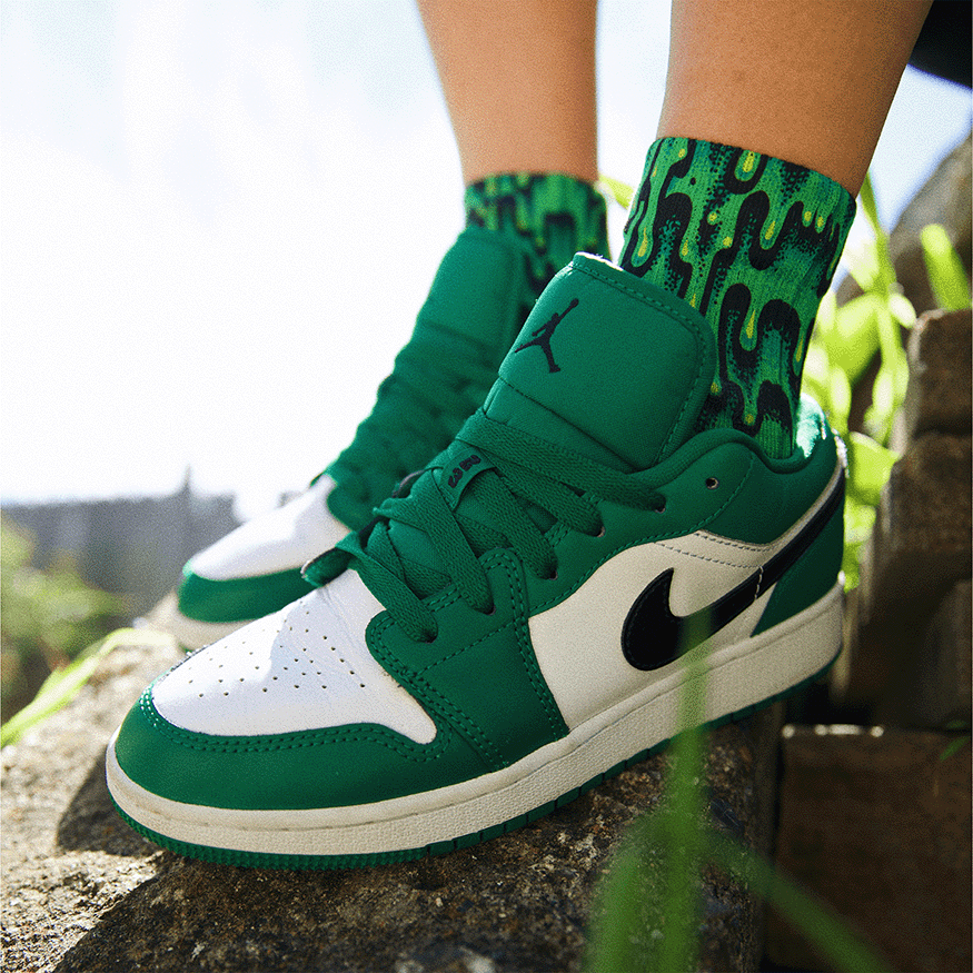 Slime Quarter Crew Socks With Art By Jimbo Phillips