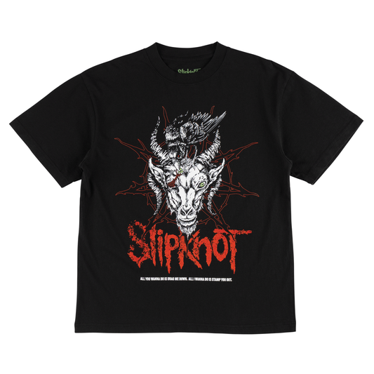Welcome x Slipknot Spit It Out Boxy Garment-Dyed Tee - Black