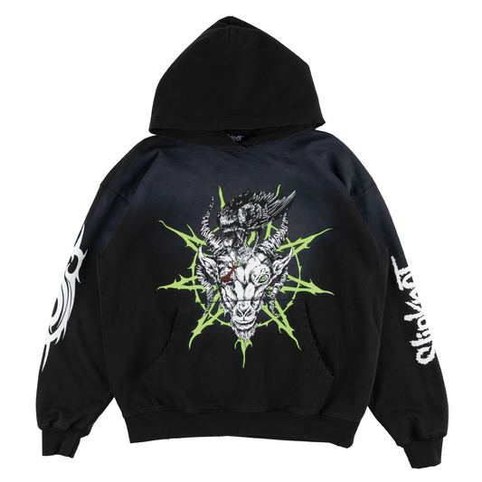 Welcome x Slipknot Ravenous Distressed Sun Fade Hoodie - Black Fade
