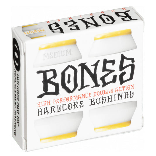 Bones Hardcore Medium Bushings 91a - Yellow/White (Set of 4) - Bow Shock Marketplace