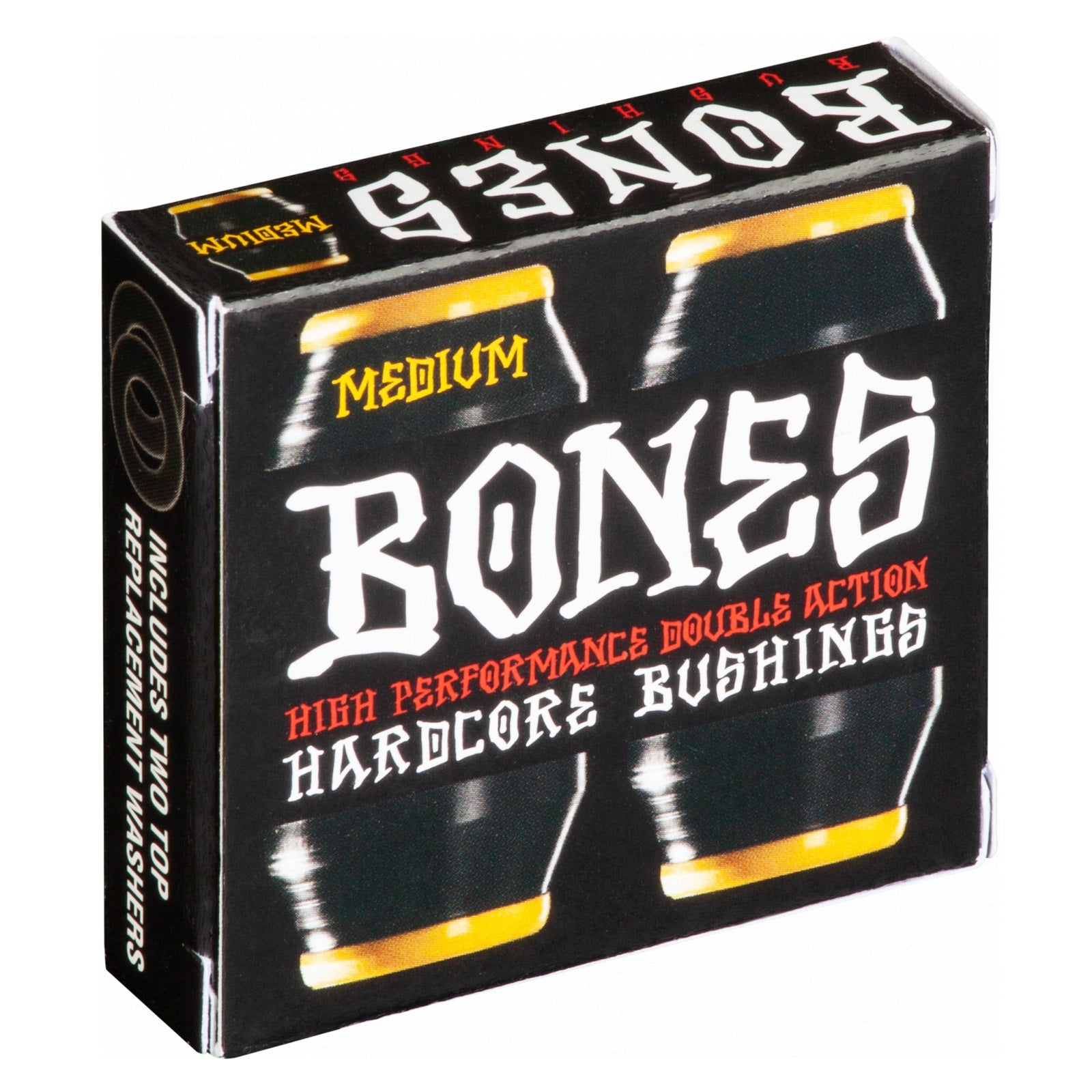Bones Hardcore Medium Bushings 91a - Black/Yellow (Set of 4) - Bow Shock Marketplace