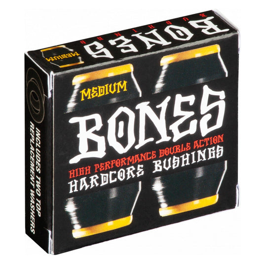 Bones Hardcore Medium Bushings 91a - Black/Yellow (Set of 4) - Bow Shock Marketplace