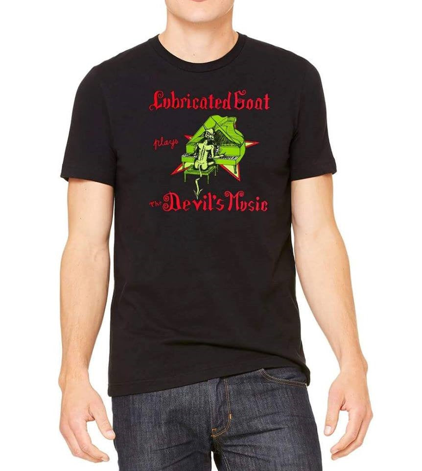 Lubricated Goat "Plays The Devil's Music" T-Shirt - Bow Shock Marketplace