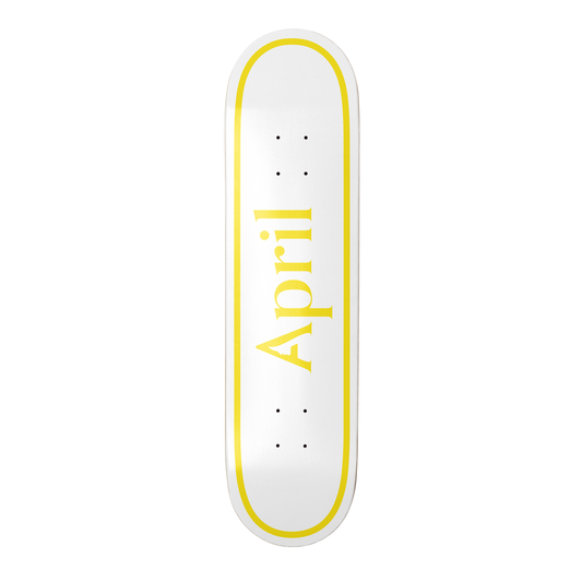 April Og Logo Yellow/White 8.25" Twin Tailed Skateboard Deck
