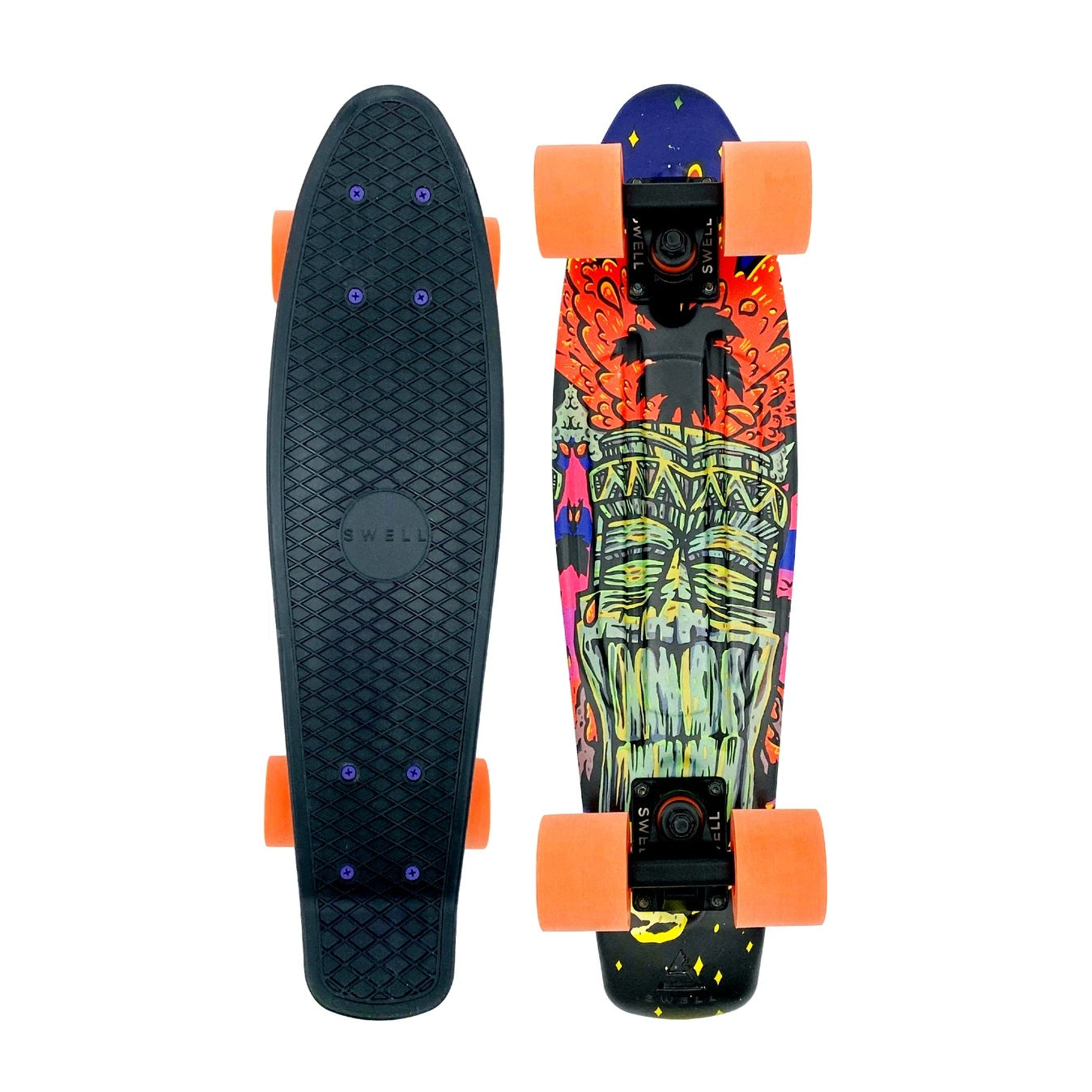 Swell Tiki Volcano Complete Cruiser 22″ - Black/Orange - Bow Shock Marketplace