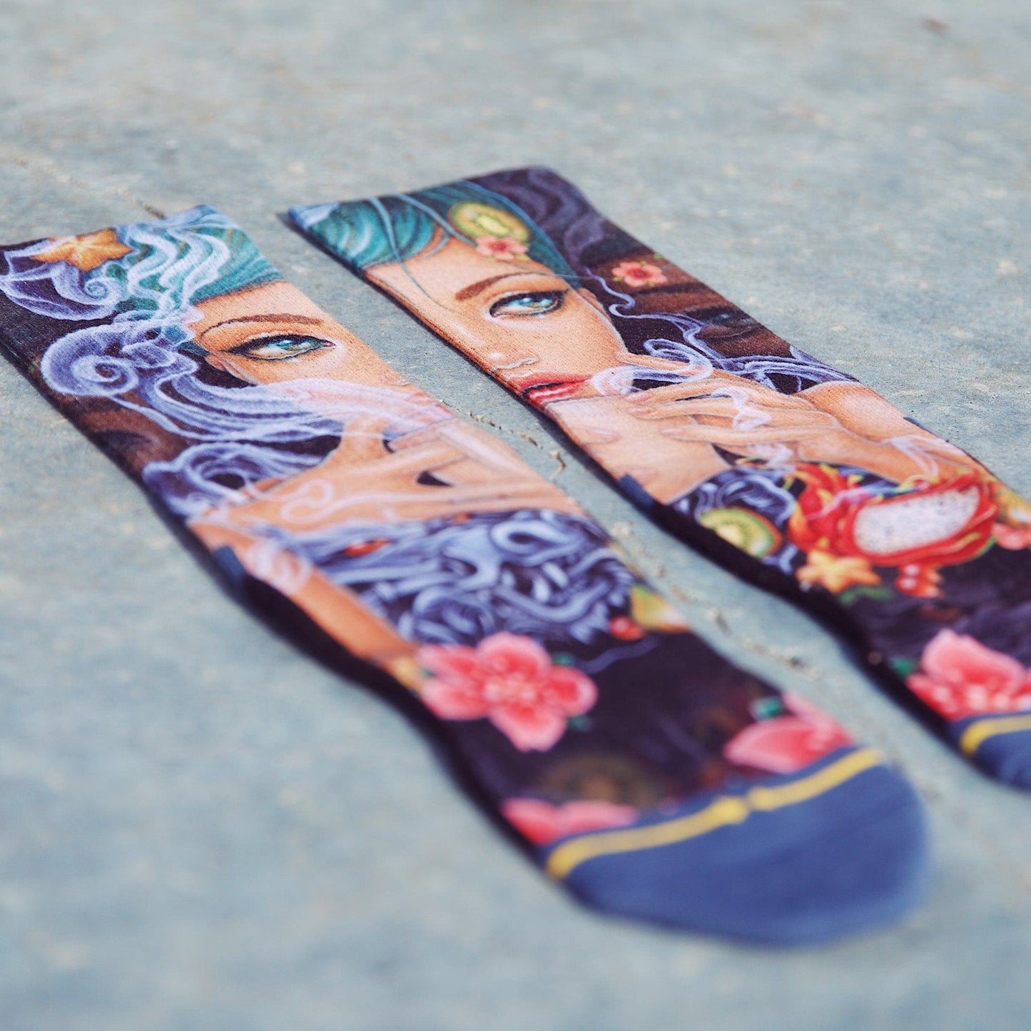 Dragon Tea Crew Socks With Art By Caia Koopman