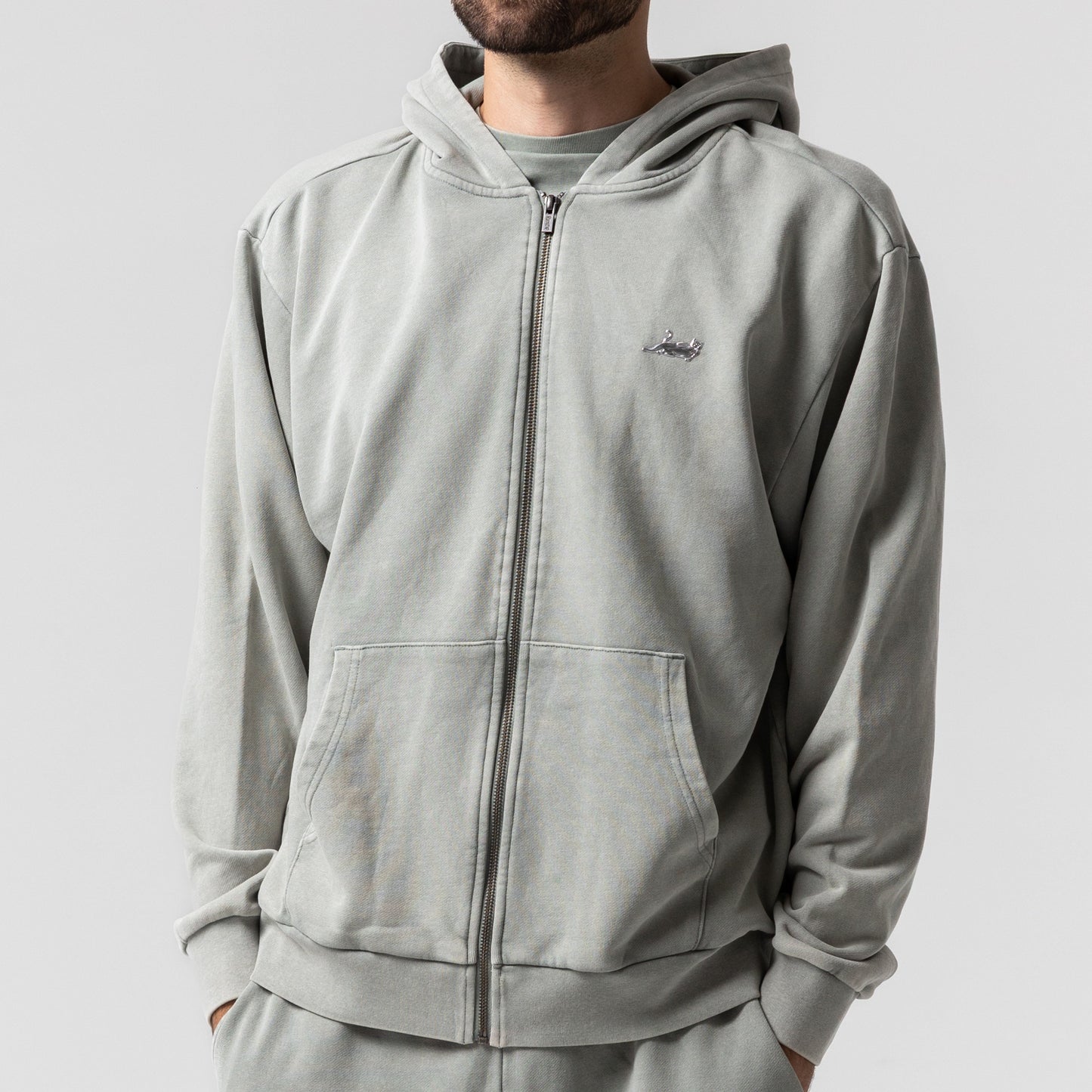 Castanza Zip Up Hoodie (Sage Vintage Wash)
