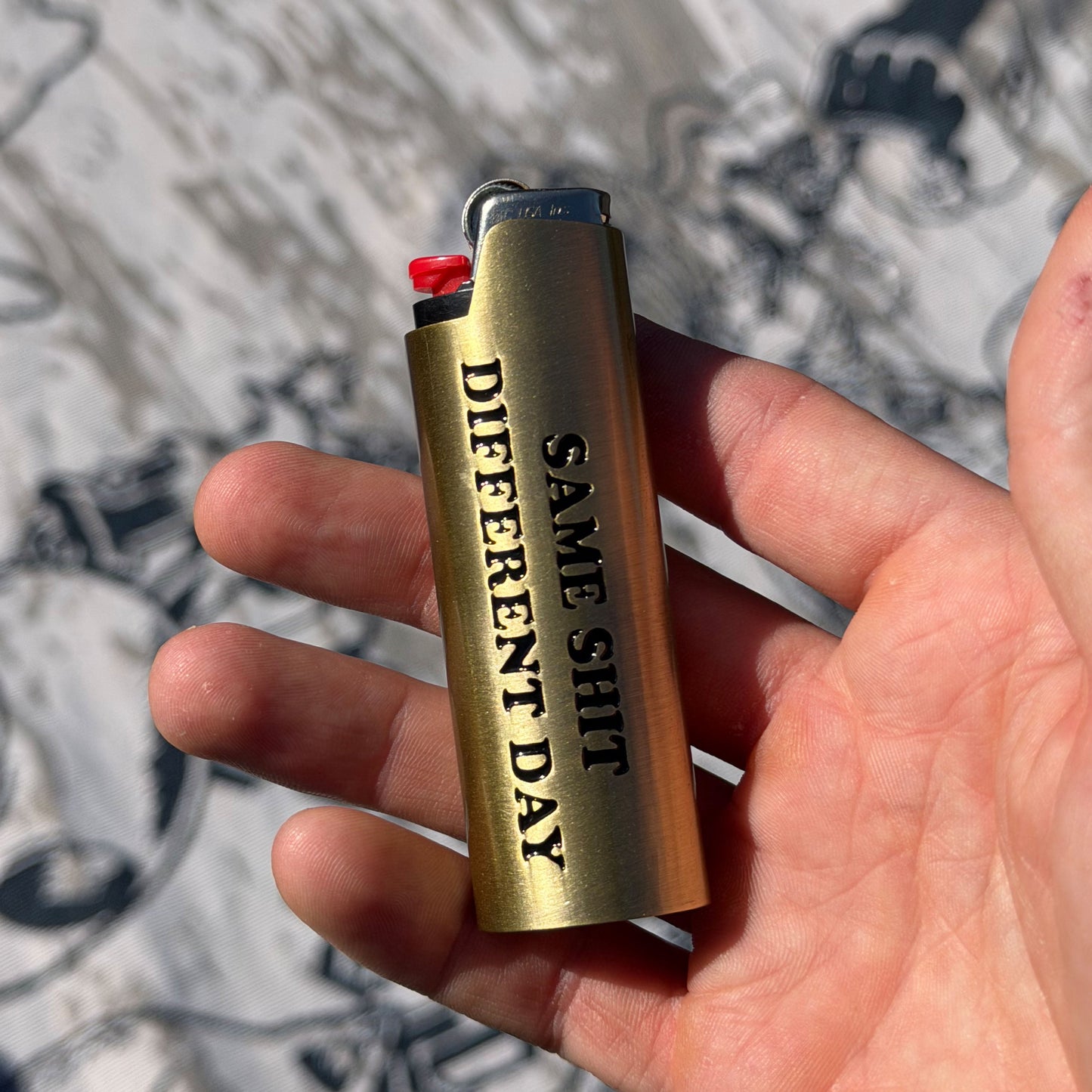 Same Shit Different Day Lighter Cover (Gold)
