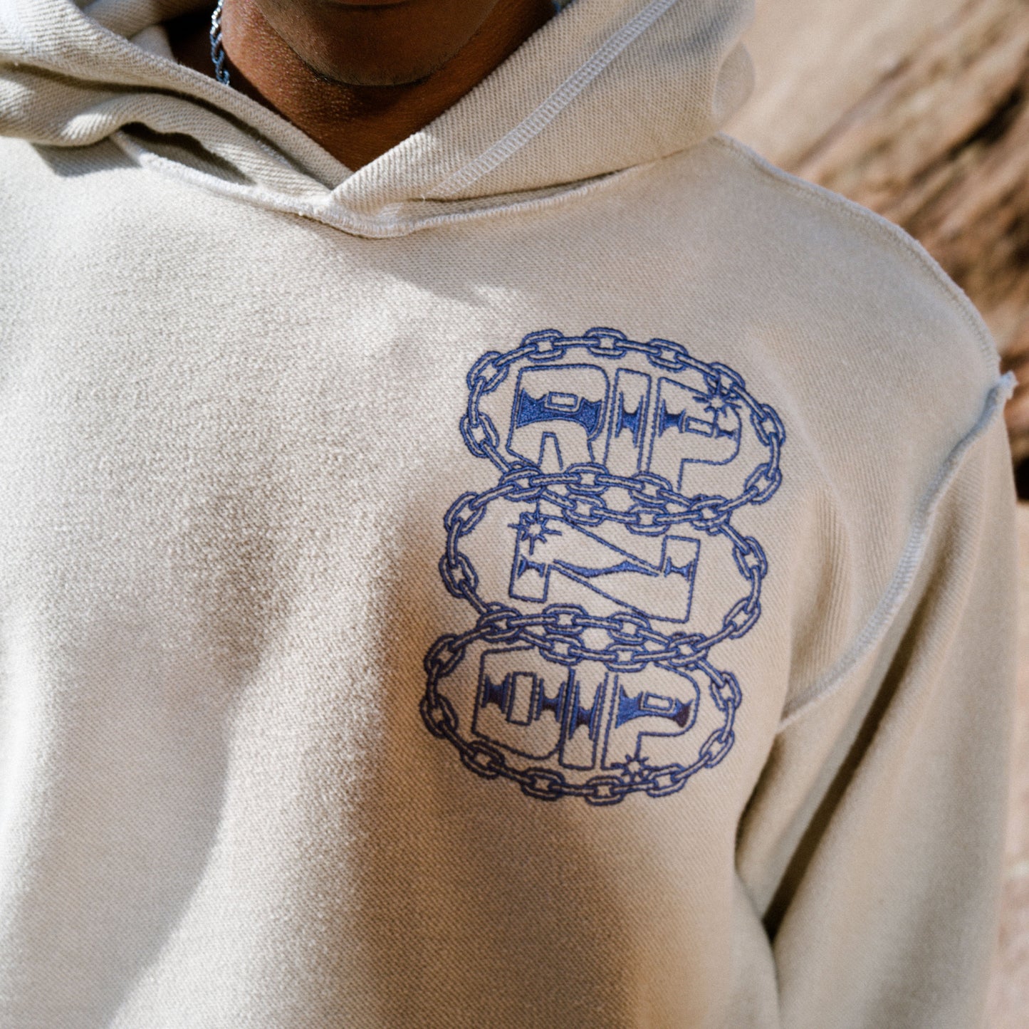 Linked Up Reverse Stitched Hoodie (Khaki)