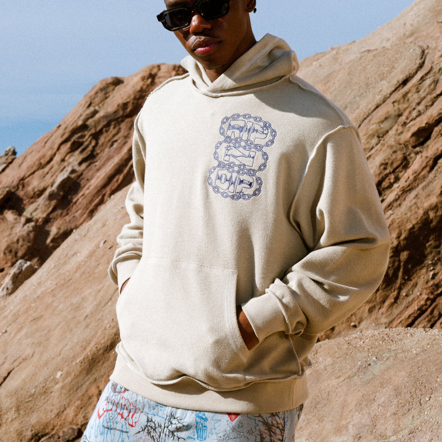 Linked Up Reverse Stitched Hoodie (Khaki)