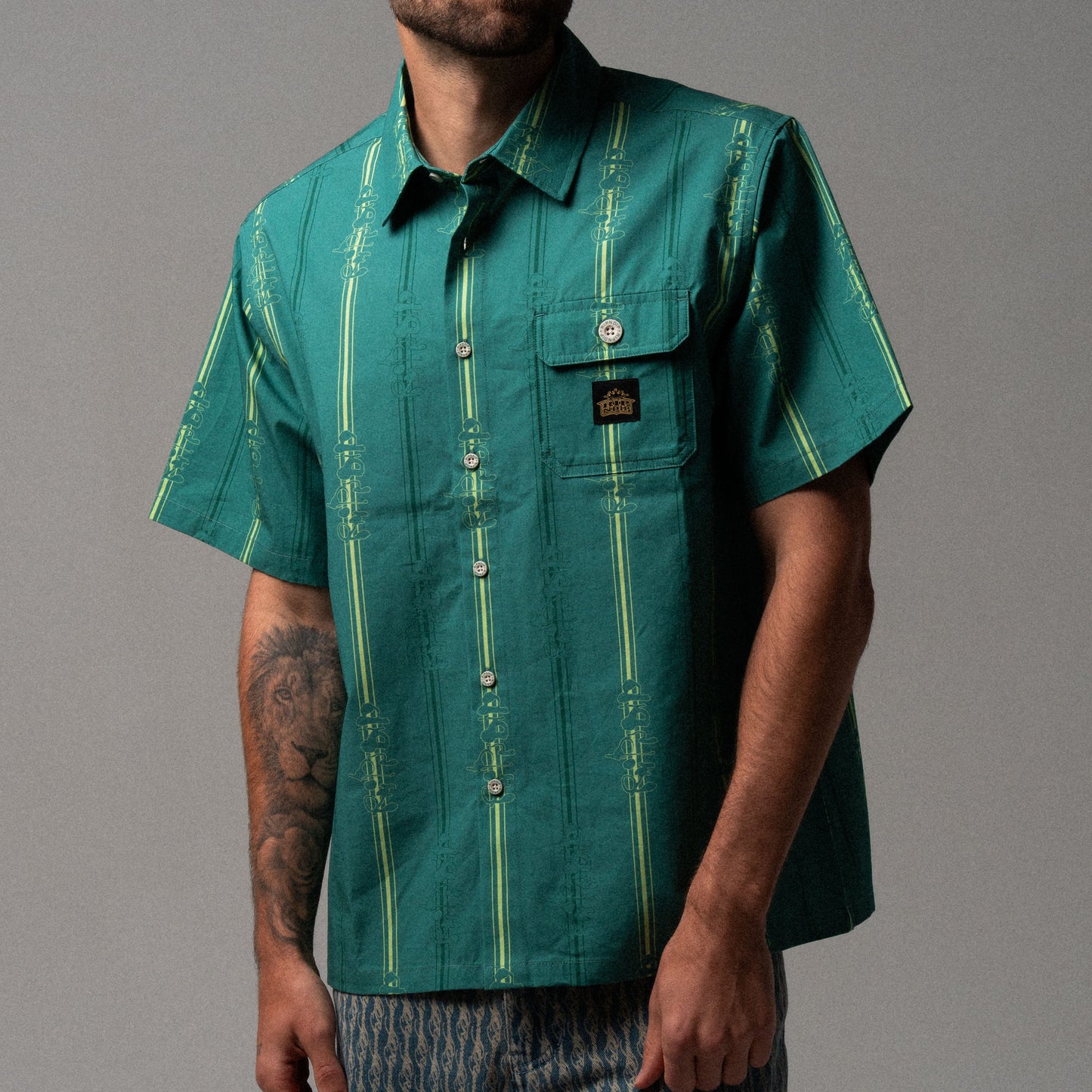 Melted Striped Button Up (Teal)