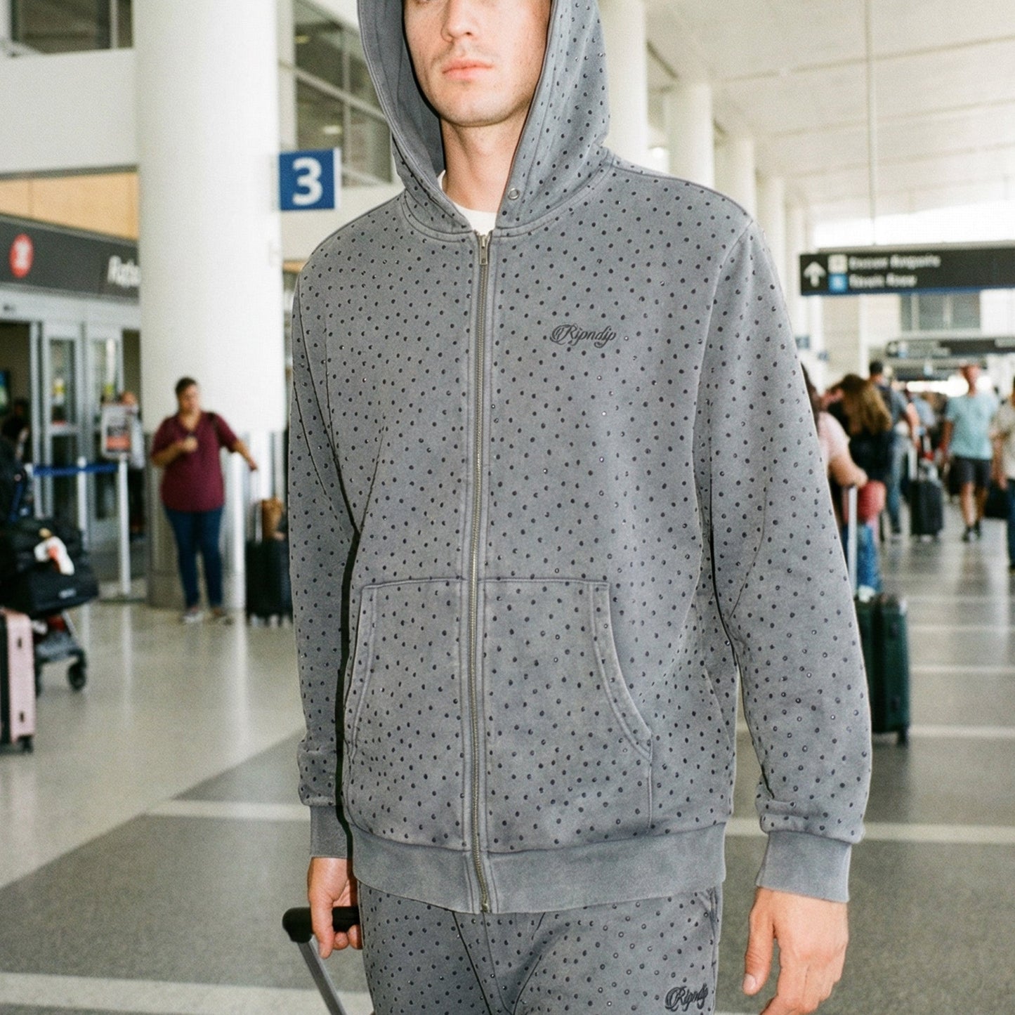 RIPNGEMS Zip Up Hoodie (Charcoal Wash)