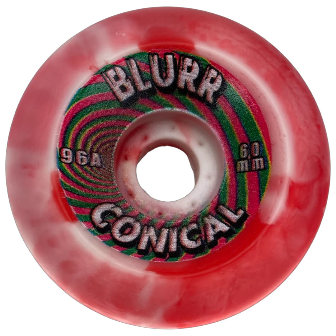Blurr Conical Re-issue Wheels 60mm 96a - Red/White Swirls (Set of 4) - Bow Shock Marketplace