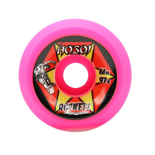 Hosoi Rockets Wheels 61mm 97a - Pink (Set of 4) - Bow Shock Marketplace