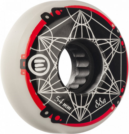 Eulogy Metatron Cube Logo Wheels 54mm 88A - White (Set of 4) - Bow Shock Marketplace