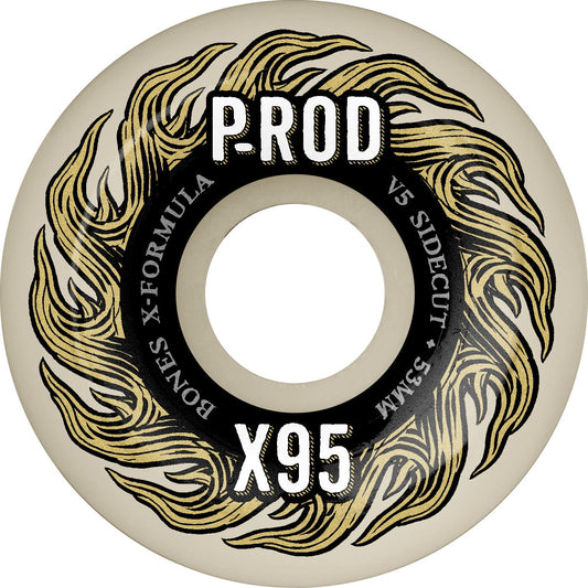 Bones X-Formula P-Rod Pro V5 Sidecut 53mm 95a Wheels - White (Set of 4) - Bow Shock Marketplace