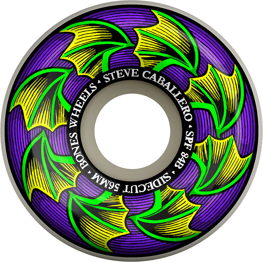 Bones SPF Caballero Bat Wings P5 Sidecut 56mm 104a Wheels - White (Set of 4) - Bow Shock Marketplace