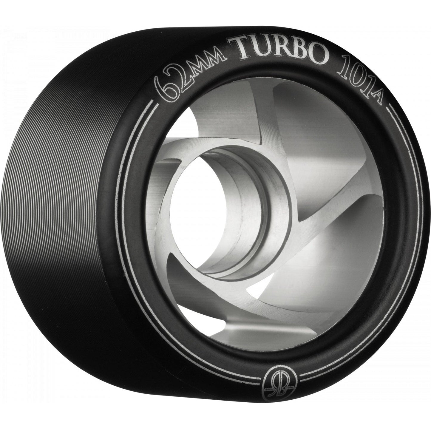Rollerbones Turbo Wheel Clear Aluminum Hub 62mm 101a - Black (Set of 8)