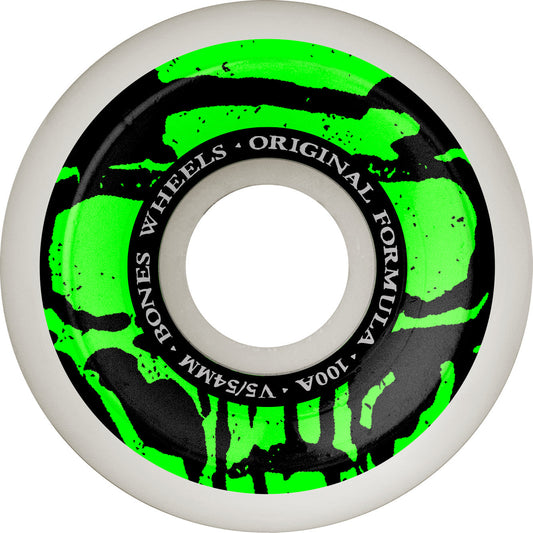 Bones OG Formula Mummy Skulls V5 Sidecut 54mm 100a Wheels - White (Set of 4)