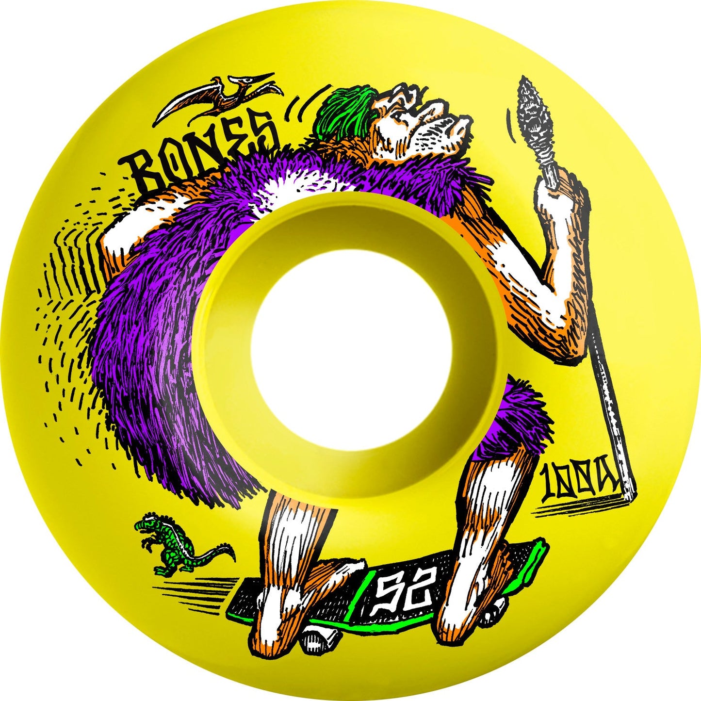 Bones OG Formula NEONderthal V4 Wide 52mm 100a Wheels - Yellow (Set of 4)