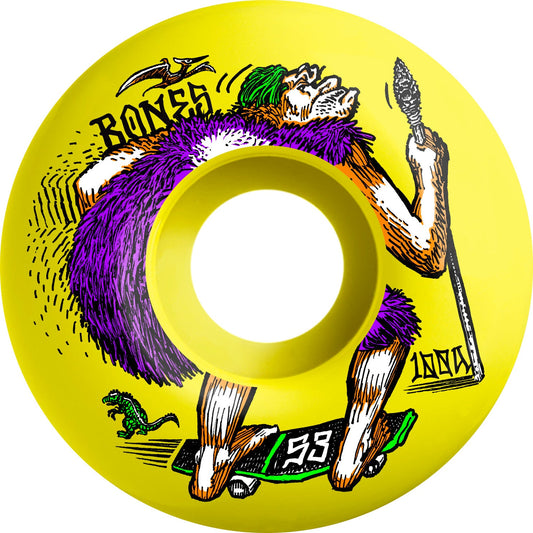 Bones OG Formula NEONderthal V4 Wide 53mm 100a Wheels - Yellow (Set of 4) - Bow Shock Marketplace