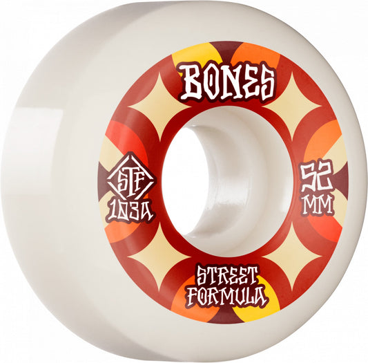 Bones STF Retros V5 Sidecut 52mm 103a Wheels - White (Set of 4)