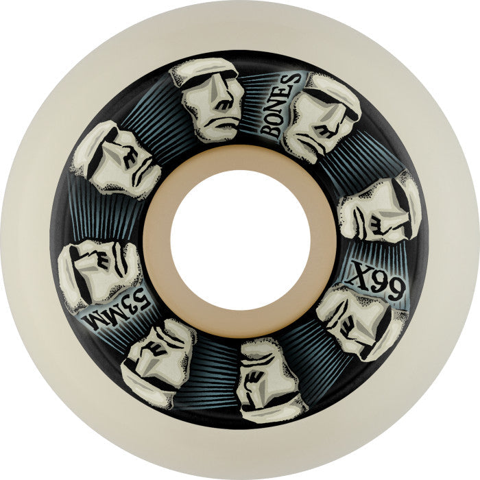 Bones X-Formula X-Ninety-Nine Head Rush V5 Sidecut 53mm 99a Wheels - White  (Set of 4)