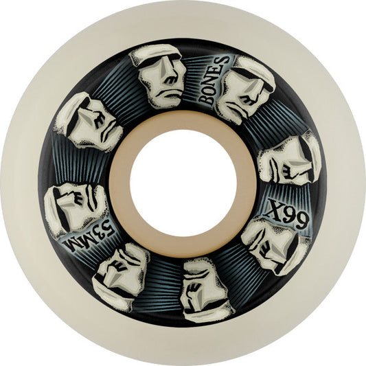 Bones X-Formula X-Ninety-Nine Head Rush V5 Sidecut 53mm 99a Wheels - White  (Set of 4)